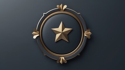 Naklejka premium Elegant golden star medal on dark background, symbolizing achievement, victory, and excellence. Perfect for awards and recognition themes.