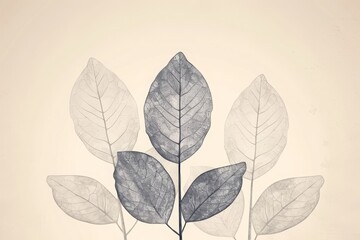 Fototapeta premium Elegant minimalist artwork featuring transparent leaves against soft beige background, highlighting natural beauty simplicity.
