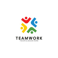 Vector design template for social media, teamwork.