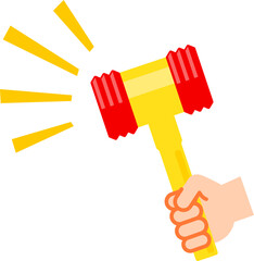 おもちゃのハンマーを持った手