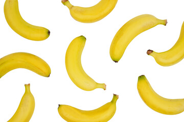 seamless pattern of yellow bananas isolated transparent