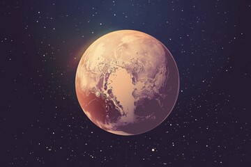 Fototapeta premium Digital illustration of a stylized planet in space with stars, portraying a serene celestial body in the vast universe.
