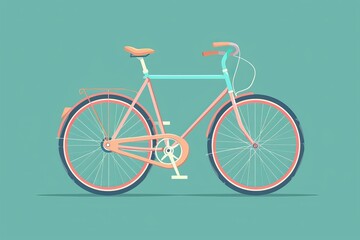 Fototapeta premium Illustration of a vintage bicycle with pastel colors on a teal background. Perfect for design projects and cycling-related themes.