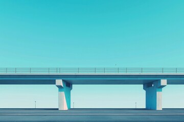 Minimalist photo of a concrete overpass under a clear blue sky. The structure's simple lines and empty space create a tranquil scene.