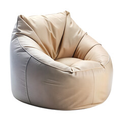 beige bean bag armchair on white background