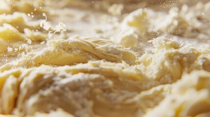 Obraz premium Wheat flour dough cake making, handmade cooking in kitchen.