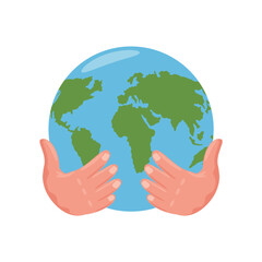 hands holding globe cartoon