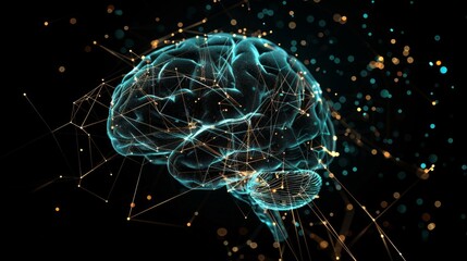 Fototapeta premium Abstract background illustrating the concept of general artificial intelligence and neural network