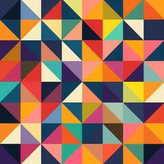 Obraz premium Vibrant geometric pattern with colorful triangles creating a modern abstract design for backgrounds or textiles.