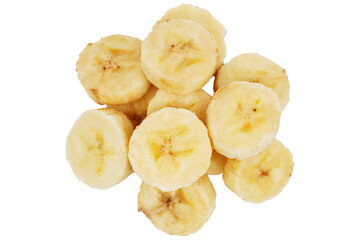 A pile of peeled banana slices isolated transparent
