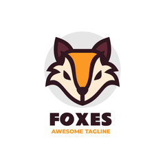 Vector Logo Illustration Fox Simple Mascot Style.