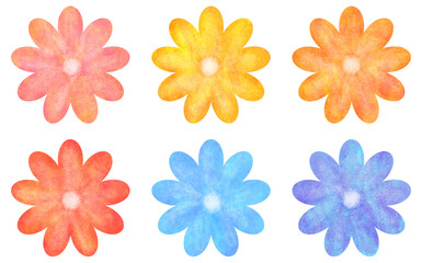 カラフルな花のイラスト 花びら9枚