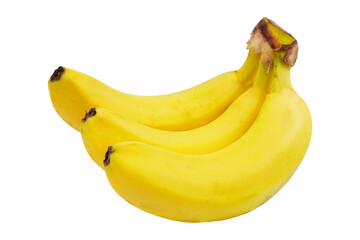 three fingers of yellow bananas isolated transparent