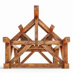 Wooden truss structure showcasing sturdy craftsmanship, ideal for construction, architecture, and design projects.