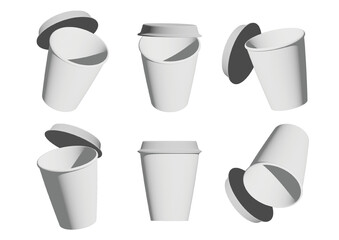 takeaway paper cup and lid floating inside