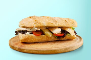 Tasty fresh Sandwich disj with bacon and vegetables