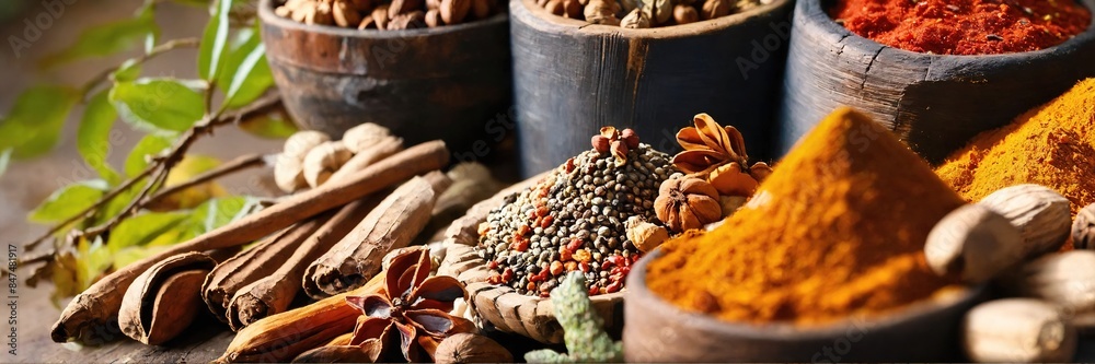 Wall mural spices and nuts - Wall murals