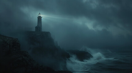 Chilling Lighthouse on a Foggy Night