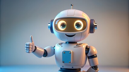 Naklejka premium Cute Robot Pointing at Copy Space for Your Message