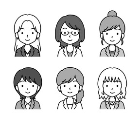 シンプルでかわいいビジネス人物イラスト（女性・上半身）