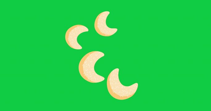 Kue Putri Salju. Islamic Cookies Biscuit for Eid Mubarak animation