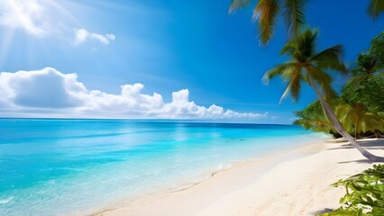 Fototapeta premium Tropical beach with palm trees