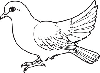 Pigeon bird coloring book page vector,dove