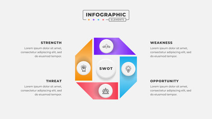 Swot analysis infographic template with icons