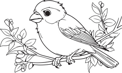 Finch bird coloring book page vectorbird cartoon victor
