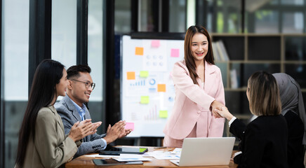 Business people making handshake with partner, greeting, dealing, merger and  successful business