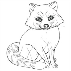 Black and White Cartoon Illustration of Cute Cat Animal