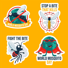 Mosquito Day Label Flat Cartoon Hand Drawn Templates Background Illustration