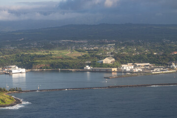 Fototapeta premium Nawiliwili Bay, Photos taken on the plane, Honolulu, Oahu to Lihue, Kauai. 