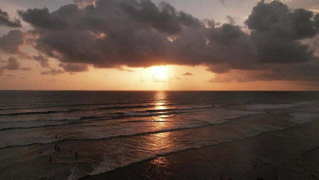 Scene at sunset at Ladghar beach Dapoli, located 200 kms from Pune on the West Coast of Maharashtra India.