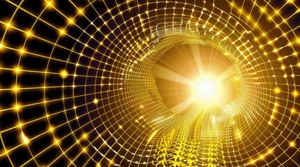 Obraz premium Dynamic Abstract Gold Light Burst with Sparkling Particles and Vibrant Neon Brilliance for Modern Design