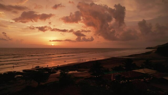 Scene at sunset at Ladghar beach Dapoli, located 200 kms from Pune on the West Coast of Maharashtra India.