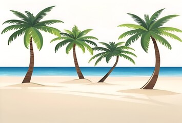 Obraz premium Summer Beach Palm Tree Illustration
