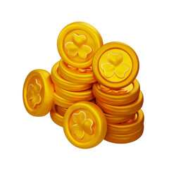 3d illustration gold coin clover 