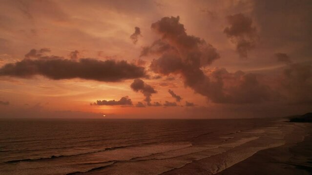 Scene at sunset at Ladghar beach Dapoli, located 200 kms from Pune on the West Coast of Maharashtra India.