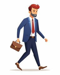 a modern business man walking with a briefcase
