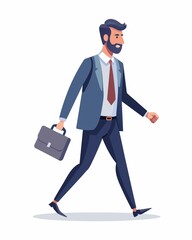 a modern business man walking with a briefcase