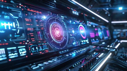 Fototapeta premium Futuristic spaceship control panel.