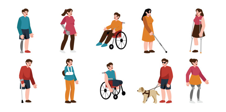 Disabled People Vector Set