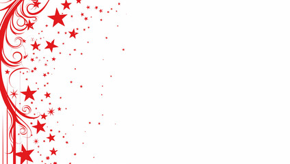 Bordure d&eacute;corative d'&eacute;toiles et arabesques rouges sur fond blanc avec espace n&eacute;gatif &agrave; droite pour texte ou images f&ecirc;tes de fin d'ann&eacute;e d&eacute;cembre