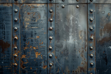 Fototapeta premium A metal surface with a lot of scratches and dents. The surface is old and worn, with a lot of rust and dirt. Scene is one of decay and neglect