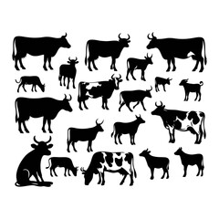 Fototapeta premium cow Farms icon set logo illustration vector template Design black
