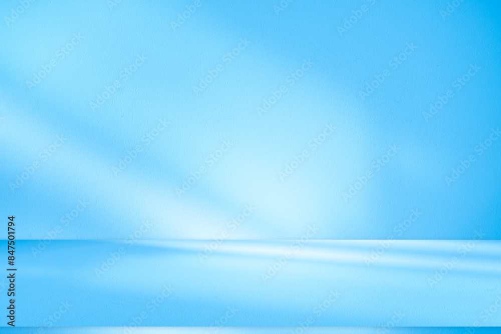 Poster wall interior background, studio and backdrops show products.with shadow from window color white and