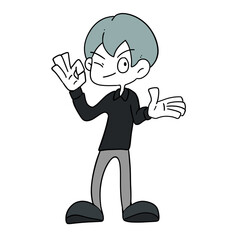 OKサインを出している男性