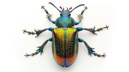 green beetle isolated on white background