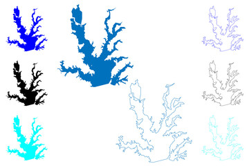 Lake Lewisville Reservoir (United States of America, North America, us, usa, Texas) map vector illustration, scribble sketch Garza-Little Elm Dam map